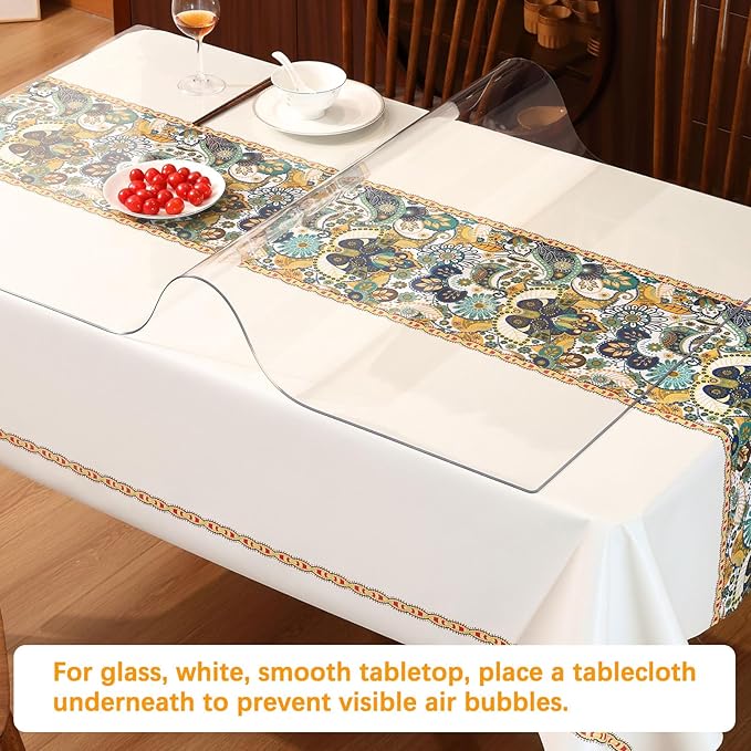 Clear PVC Dining Table Protector Rectangular Plastic Table Cover Cloth Desk Pad Mat for Office Computer Coffee Glass End Side Bar Table Top Countertop Wooden Furniture Protecton Mat Vinyl 18 X 48 Inch