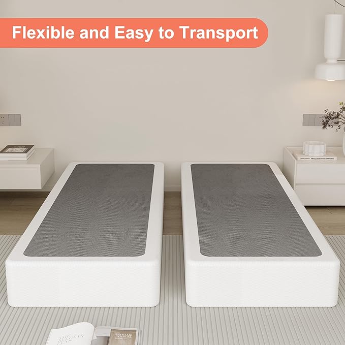 7 Inch Full Size Box Spring, Split Heavy Duty Metal Mattress Foundation with Fabric Cover, Easy Assembly, Quiet & Noise-Free