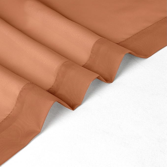 Chyhomenyc Orange Sheer Curtains 63 Inch Length 2 Panels, Light Filtering Airy Rod Pocket Window Curtain Treatment Drapes for Bedroom Living, Each 42Wx63L Inches