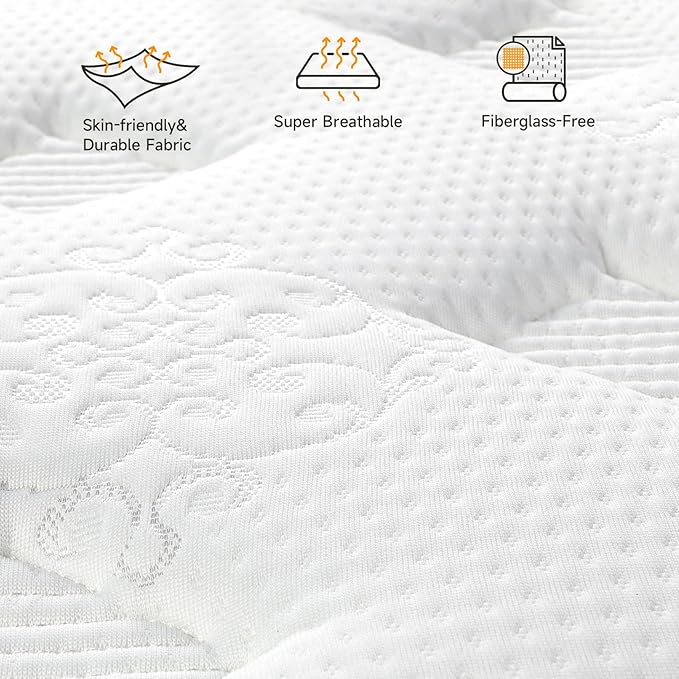 Twin XL Mattress 10 Inch-Hybrid Mattress in a Box-Individual Pocket Springs with Breathable Memory Foam College Dorm Room Essentials-Extra Long Twin Size Bed-Medium Firm Feel for Youth and Kids
