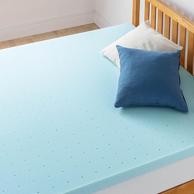 Best Price Mattress 2.5 Inch Ventilated Memory Foam Mattress Topper, Cooling Gel Infusion, CertiPUR-US Certified, Dorm Essentials, Short Queen