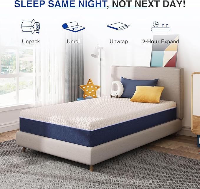 8 Inch Full Size Mattress, Gel Cooling Memory Foam Mattress in A Box, Medium Firm Feel for Back Pain Relief, CertiPUR US Certified