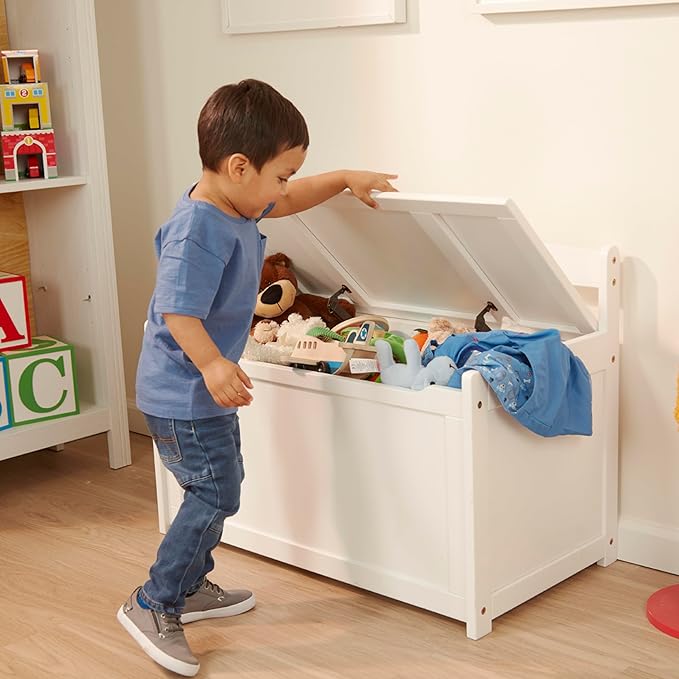 Melissa & Doug Toy Chest, Wooden Toy Storage Box with Safety-Hinged Lid, Kids Toys Storage Organizer for Playroom, Bedroom, & Montessori Classroom Furniture for Boys & Girls Ages 3+