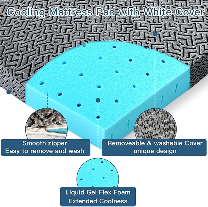 Airensky 4 Inch Memory Foam Mattress Topper, Cooling Gel Infused High Density Cal King (72"x84") Topper with Removable Washable Cover, Bed Topper for Pressure Relief Back Pain, CertiPUR-US Certified