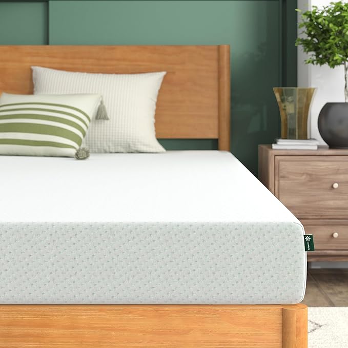ZINUS 6 Inch Green Tea Memory Foam Mattress, King, Fiberglass Free, Patented Custom Contour Support, Sturdy Base Foam, CertiPUR-US Certified, Mattress in A Box, White