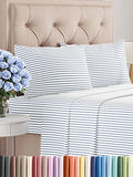 Twin XL 4 Piece Sheet Set - Comfy Breathable & Cooling - Soft Hotel Luxury Bedding Set with 8-16 Inch Deep Pockets - 1 Flat & 1 Fitted Sheet & 2 Pillowcases - Wrinkle Free & Easy Care - Blue Stripes 2