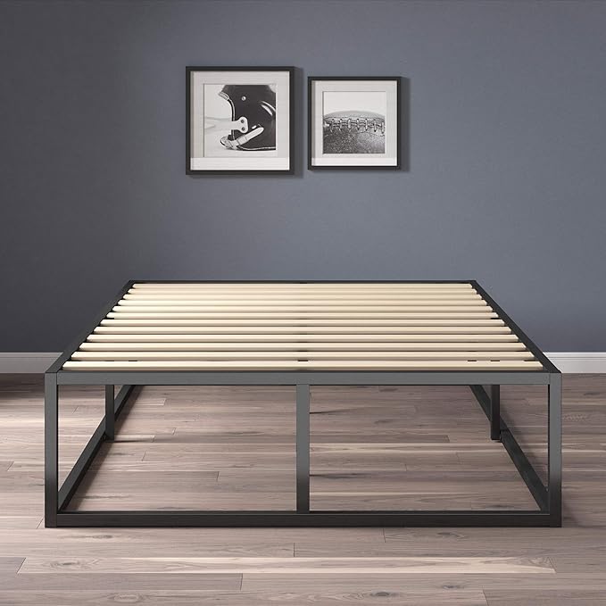 ZINUS Joseph 14" Metal Platforma Bed Frame, Mattress Foundation, Wood Slat Support, No Box Spring Needed, Sturdy Steel Structure, King
