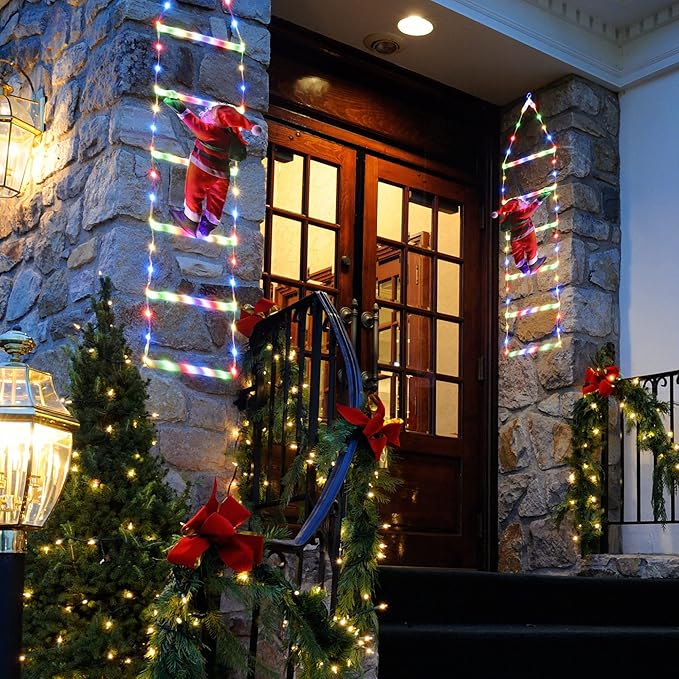 Toodour LED Christmas Light - 2.5FT Christmas Decorative Ladder Lights with Santa Claus, Xmas Decorations Light for Indoor Outdoor, Window, Garden, Home, Wall, Xmas Tree Decor - Multicolor