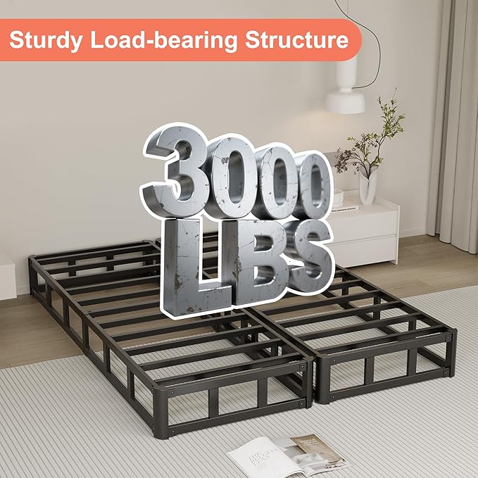 7 Inch Full Size Box Spring, Split Heavy Duty Metal Mattress Foundation with Fabric Cover, Easy Assembly, Quiet & Noise-Free