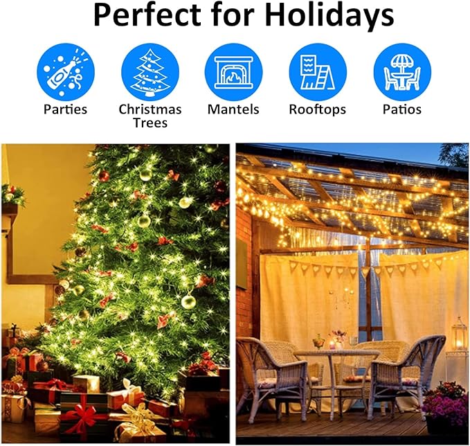 LIDORE Super Bright Clear Mini Christmas Tree String Lights, Gift for Decoration, 21.45FT 100 Count Bulbs with Green Cord, UL Listed Indoor Outdoor Lighting for Holiday (Green Cable, 2-Pack)