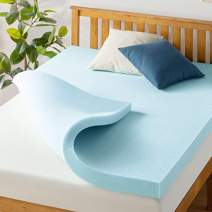 Best Price Mattress 4 Inch Ventilated Memory Foam Mattress Topper, Cooling Gel Infusion, CertiPUR-US Certified, Dorm Essentials, Twin XL
