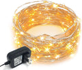 100 LED String Lights, 32 Feet, Silver Wire, Warm White, Plug-in, Indoor-Outdoor, 5V DC Transformer