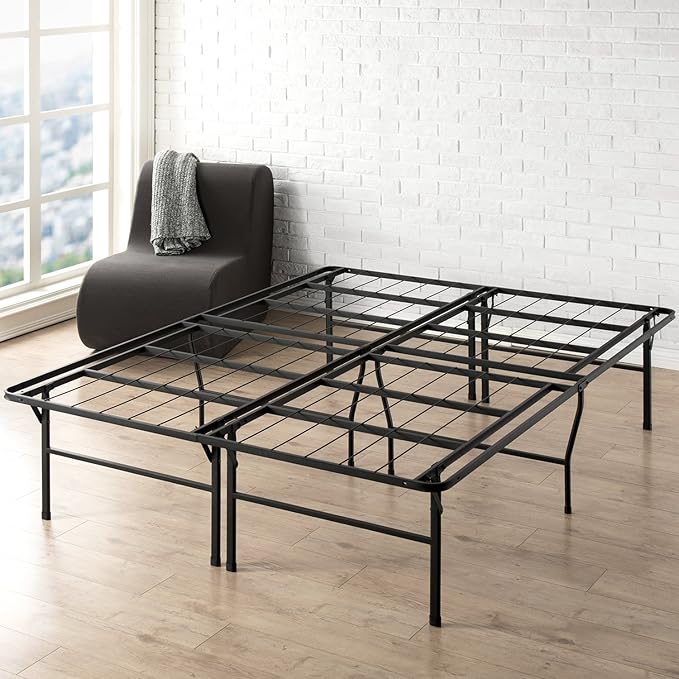 Best Price Mattress 18 Inch Metal Platform Beds w/ Heavy Duty Steel Slat Mattress Foundation (No Box Spring Needed), Black