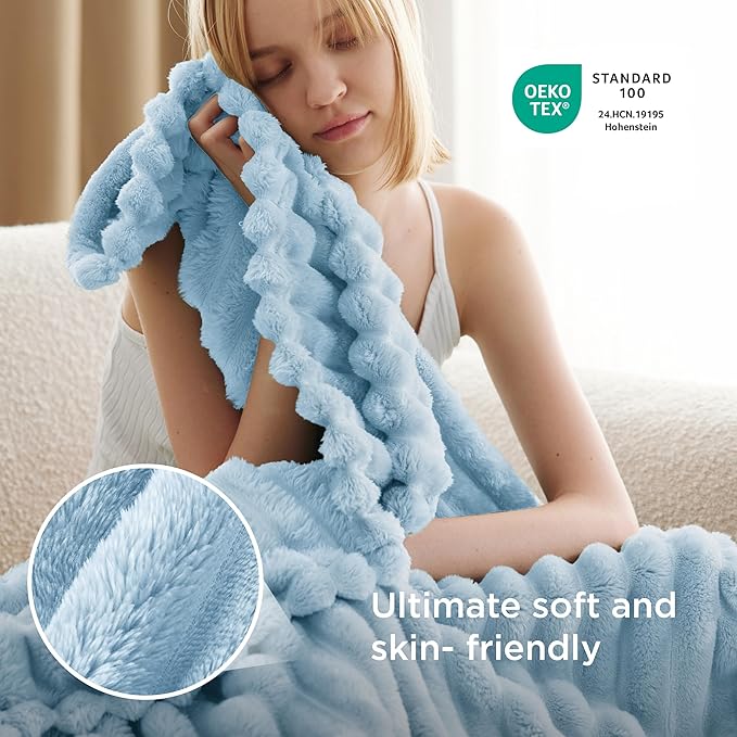 Bedsure GentleSoft Blue Twin XL Blanket for Bed - Cozy Soft Blankets for Women, Cute Small Fleece Throws for Girls, Birthday Gifts for Women Decor Gifts, Light Blue, 66x90 Inches