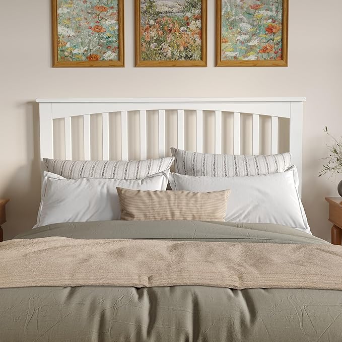 AFI, Mission Queen Solid Wood Headboard with Attachable Charger, White