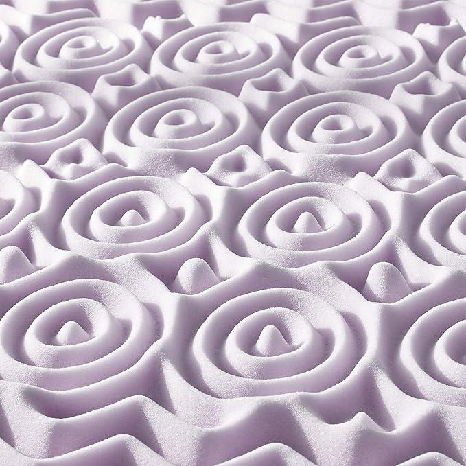 Mellow 2 Inch 5-Zone Memory Foam Mattress Topper, Soothing Lavender Infusion, Dorm Essentials, Full
