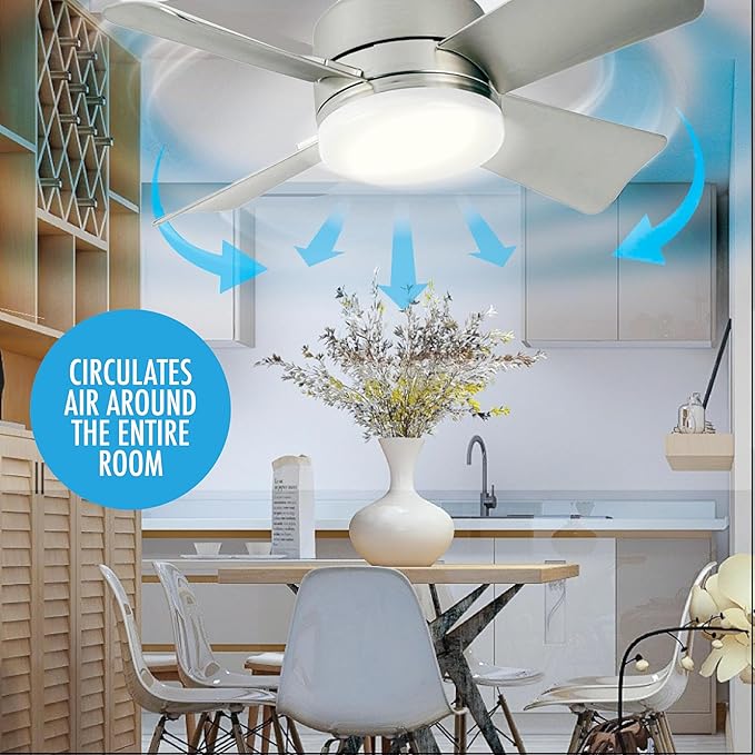 Bell+Howell Socket Breeze Cool Light Deluxe Silver – Ceiling Fans with LED Lights and Remote Control, Replacement for Lightbulb - Bedroom, Kitchen, Living Room,1000 Lumens / 5000 Kelvins