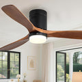 Sofucor Ceiling Fan with Lights 52 Inch Flush Mount Ceiling Fan with Remote Control, Wood Blades Modern Outdoor Ceiling Fans for Bedroom/Farmhouse/Patio/Indoor, Quiet DC Motor