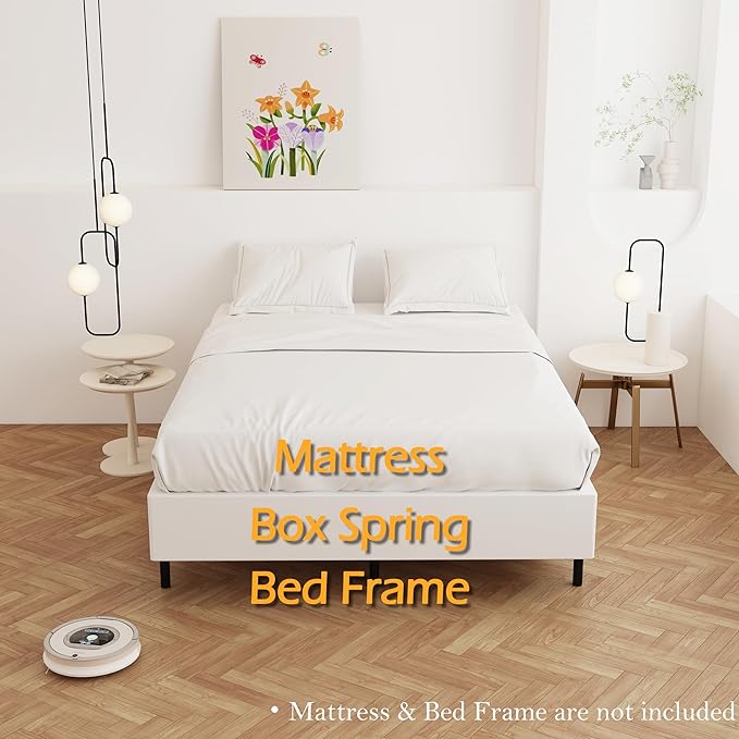 9 Inch Full Size Box Spring, Heavy Duty Metal Box Spring Bed Base with Fabric Cover, Mattress Foundation, Easy Assembly, Noise Free, Black
