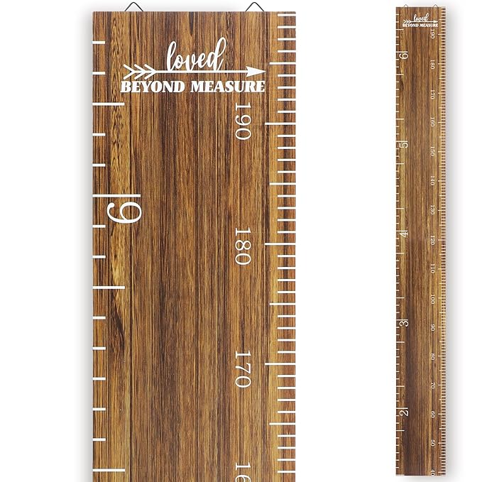 Eersida Growth Chart for Wall Kids Height Growth Chart Wooden Ruler Nursery Wall Decor Boys Girls Height Measurement Loved Beyond Measure for Room Hanging Decor(Novel Style)
