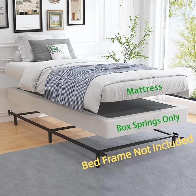 ALDRICH 5 Inch Heavy Duty Metal Box Spring Mattress Foundation 1500lbs Max Weight Capacity/Non-Slip/No Noise/Easy Assembly/Easy Clean Cover,Twin XL