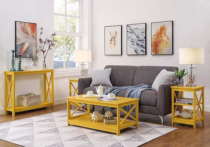 Convenience Concepts Oxford Console Table 39.5" - Sofa Table with Storage Shelf, Transitional Entryway Hall Table for Living Room and Bedroom, Display Foyer Table, Yellow