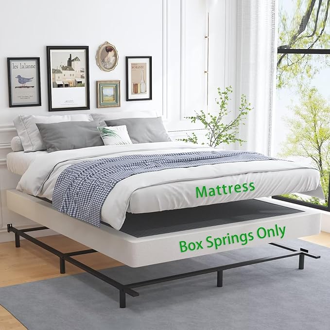 ALDRICH 5 Inch California King Box Spring Bed Base, 3000 lbs Heavy Duty Metal Frame Mattress Foundation with Cover, Easy Assembly