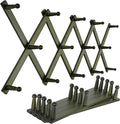 SKOLOO Hat Rack for Wall with 14 Hooks, Pack of 2, Solid Wooden, Modern, Expandable Coat Rack Wall Mount for Coats, Hats, Bags, Baseball Caps, Dark Walnut Color