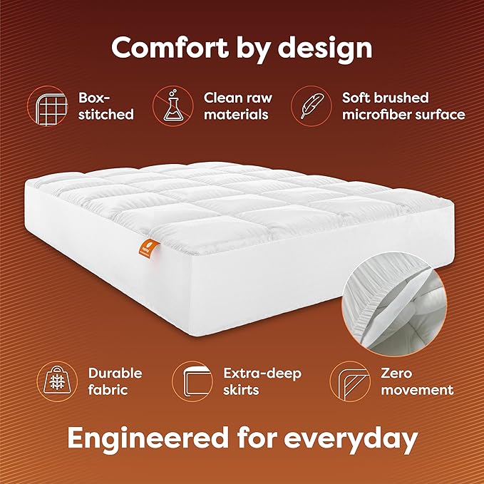 HOSPITOLOGY PRODUCTS Hypoallergenic Mattress Cover- Overstuffed - Deep Pocket - Goose Down Alternative Pillow Top Mattress Topper Twin XL - 39" W x 80" L