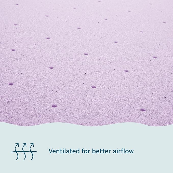 LUCID 3 Inch Lavender Infused Memory Foam Mattress Topper, Twin Size – Ventilated Design – Pressure Relieving Bed Topper - Mattress Pad – CertiPur Certified