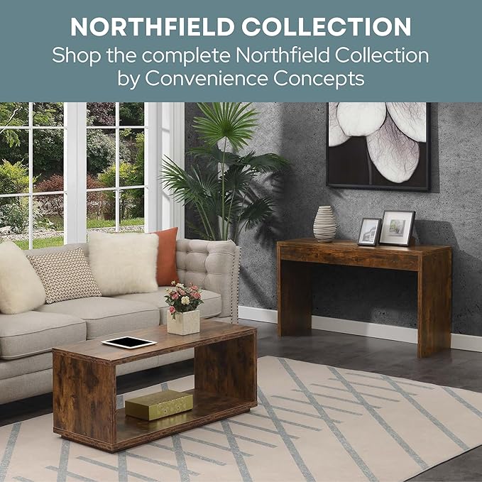 Convenience Concepts Northfield Hall Console Table 48" - Modern, Minimalist Narrow Sofa Display Accent for Contemporary Living Room, Entryway, or Hallway, Barnwood