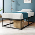 Zinus Joseph 18 Inch Platform Bed Frame, Wood Slat Support, No Box Spring Needed, Eco Friendly WonderBox(TM) Packaging, Easy Assembly, Black, Twin