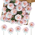 MACTING 60PCS Artificial Rose Flowers Real Touch Fake Flowers with Stem Foam Roses for DIY Wedding Bouquets Baby Shower Table Centerpieces Party Holiday Home Spring Mothers Day Decor(Light Rainbow)