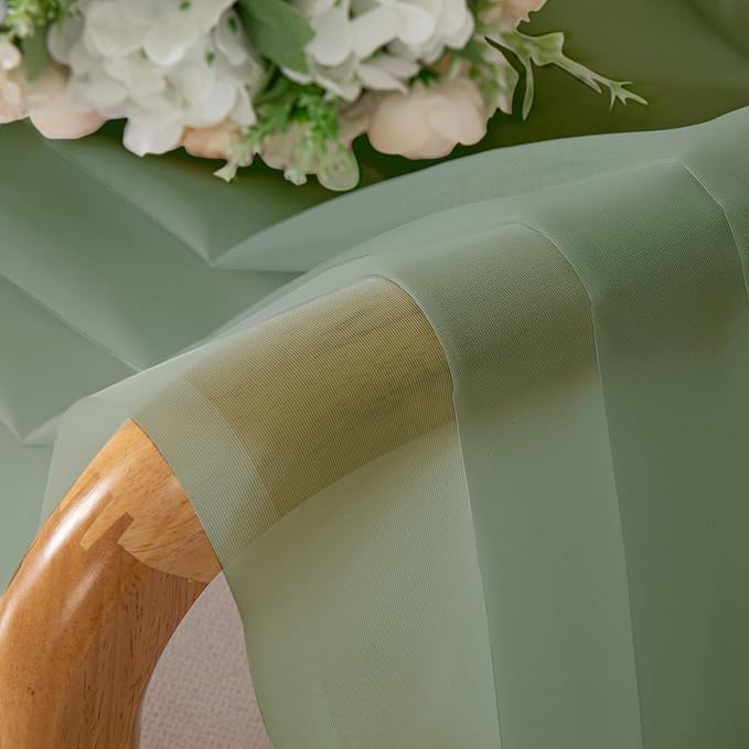 Aiyufeng 2 Pack: Basic Sage Green Sheer Curtain Drapes for Living Room 84 Inch Length 2 Panels, Light Filtering Voile Drapes for Bedroom, Patio, Sliding Door, Each 59" W x 84" L, Sage Green
