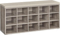VASAGLE CUSTOS Collection - Shoe Bench, Storage Bench with Padded Seat, Entryway Bench with 15 Compartments, for Bedroom, 11.8 x 41.3 x 18.9 Inches, Heather Greige and Cappuccino Beige ULHS015K01