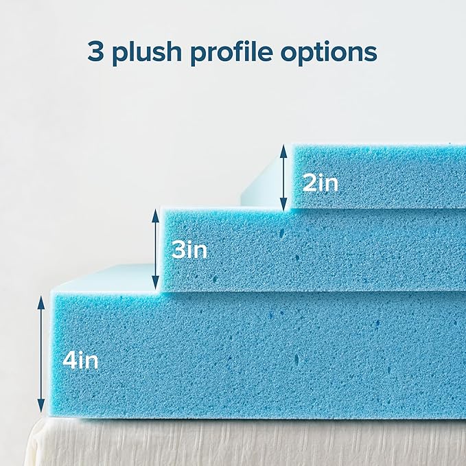 ZINUS 3 Inch Green Tea Cooling Gel Memory Foam Mattress Topper, Smaller, More Convenient WonderBox Packaging, Cooling Gel Foam, CertiPUR-US Certified, Twin