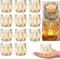 GOLDEAL 24Pcs Gold Votive Candle Holders, Thick Glass Tea Light Candle Holder Bulk, Tealight Candle Jars for Wedding Table Decor, Party Supplies, Bridal Shower Decorations, Centerpieces for Tables