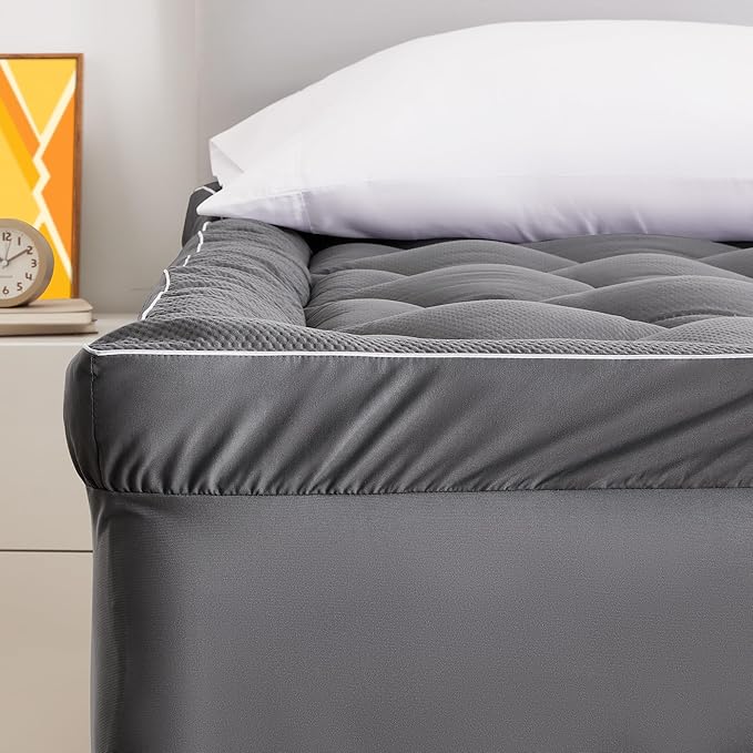 SLEEP ZONE Extra Thick Queen Mattress Topper for Back Pain, Plush Breathable Thick Mattress Pad Cover, Down Alternative Soft Bed Topper with Elastic Fitted Deep Pocket