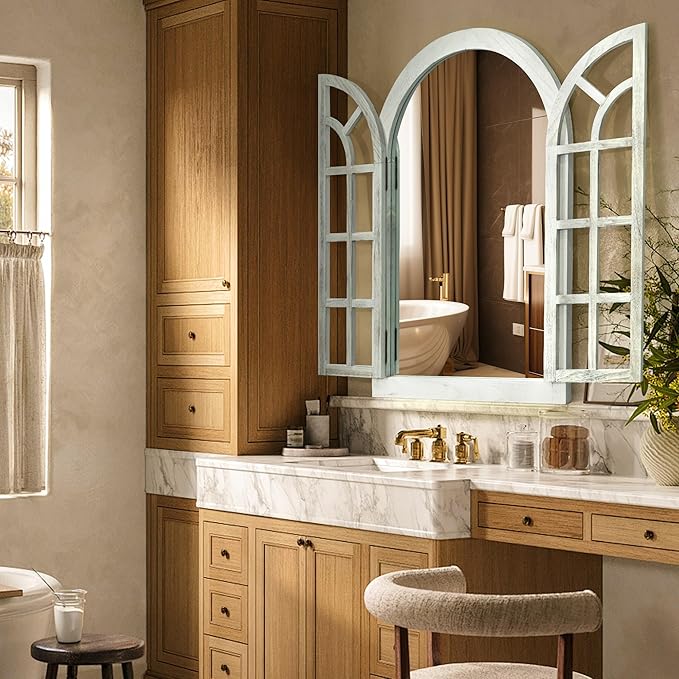 Bed Bath & Beyond Farmhouse Windowpane Arched Wall Mirror 20x30 - White