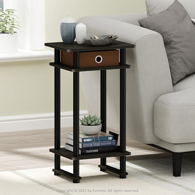 Furinno Turn-N-Tube End Table, 2-Pack, Espresso