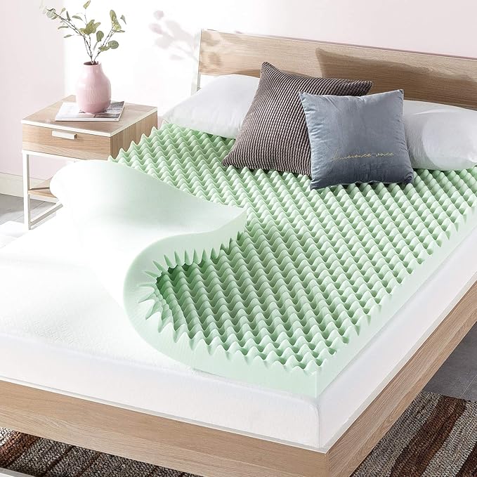 Best Price Mattress 4 Inch Egg Crate Memory Foam Mattress Topper with Calming Green Tea Infusion, CertiPUR-US Certified, Twin XL