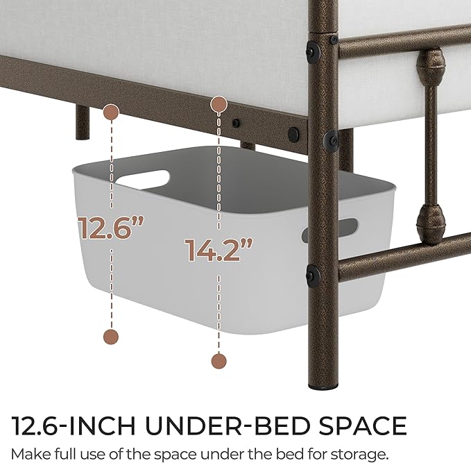 Yaheetech Classic Metal Platform Bed Frame Mattress Foundation with Victorian Style Iron-Art Headboard/Footboard/Under Bed Storage/No Box Spring Needed/Full Size Bronze
