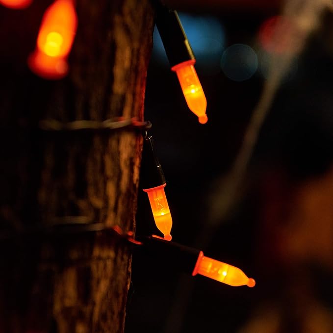 Twinkle Star 50 LED Battery Operated Halloween Lights 16 ft Mini String Lights, Waterproof Tree Lights with 8 Lighting Modes, Indoor Outdoor Patio Garden Party Wedding Decorations, Orange
