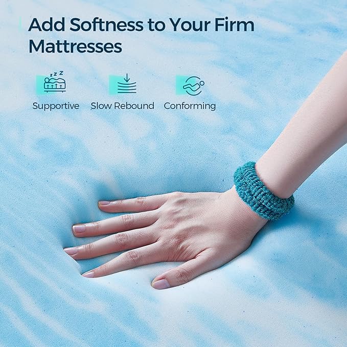 LINSY LIVING 3 Inch Mattress Topper Full, Cooling Gel Infused Swirl Memory Foam, Soft Mattress Topper for Firm Mattress, CertiPUR-US Certified Bed Topper, Full Size