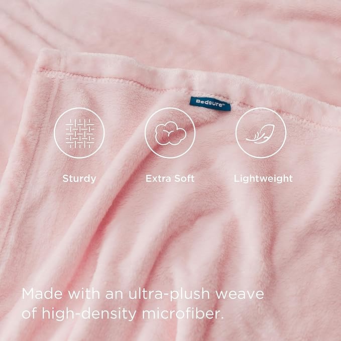 Bedsure GentleSoft Bedding Fleece Blanket for Girls and Boys - Soft Cozy Cute Small Throw Blankets for Travel, 43x55 Inches, Pink