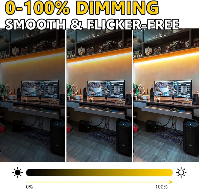 EMITEVER COB LED Strip Lights Warm White, 24V 2700K Tape Light Premium High Density, 300+Lumens/ft, 2400LEDs/Spool, Ra 90+, 16.4ft, 3W/ft, UL Listed 5 Year Warranty (Power Supply Sold Separately)