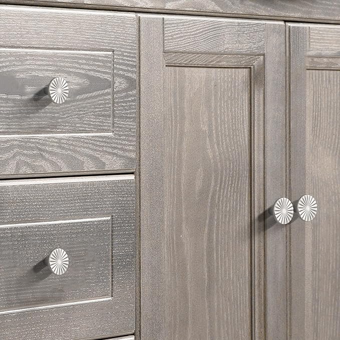 10 Pack Kitchen Cabinet Knobs Round Sunflower Dresser Knob Modern Drawer Hardware Cupboard Handles Furniture Knob for Bathroom Single Hole Knobs for Wardrobe Nickel TYH-BN-K10