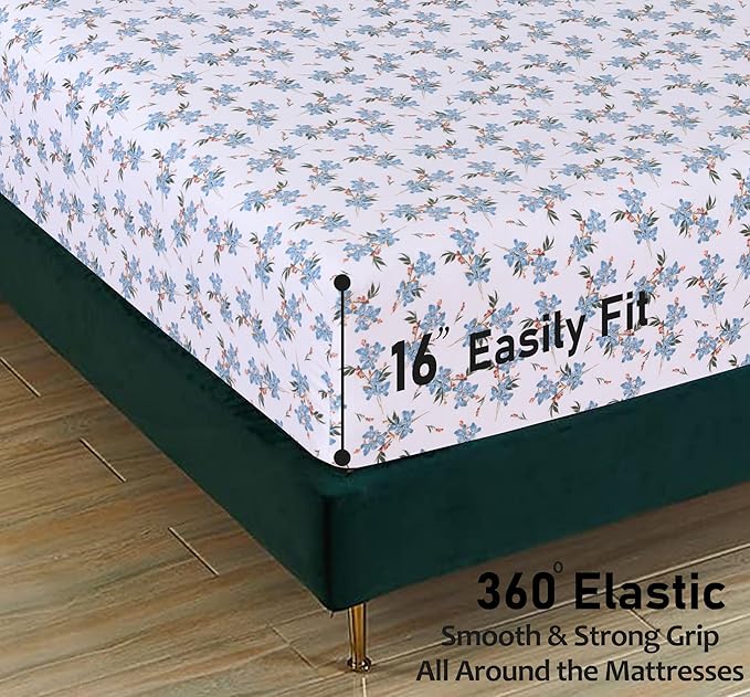 RUVANTI Flannel Sheets Queen Size - 100% Cotton Double Brushed Bed Sheets, Deep Pockets 16 Inches Queen Sheet Set, All Seasons Breathable & Extra Soft - Warm & Cozy, 4 Piece, Cloud Nine