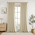 KangBang Pinch Pleat Blackout Linen Curtains 102 Inches Long, Pleated Linen Drapes 2 Panels Set for Living Room Dining with Hooks, Soft Elegant Window Treatments with Hooks,42Wx102L, Natural Beige