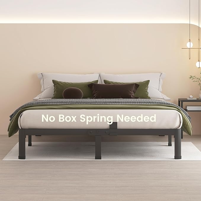 MAF 7 Inch King Metal Platform Bed Frame with Round Corner Legs, 3000 LBS Heavy Duty Steel Slats Support, Noise Free, No Box Spring Needed, Easy Assembly